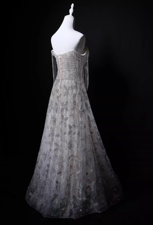 Shiny Prom Dress A Line Off Shoulder Pleated Gala Dress Evening Dress Party Dress D4528