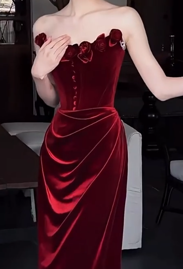 Elegant Prom Dress Strapless Pleated Gala Dress Evening Dress Formal Dress D4534