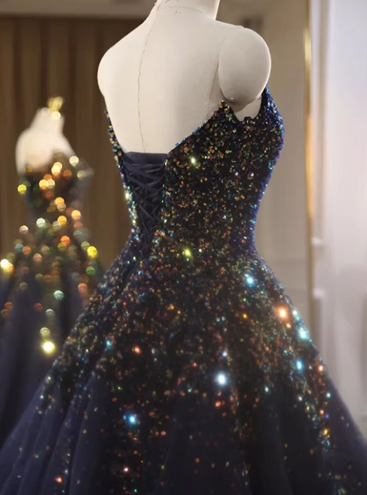 Robe de bal brillante à paillettes et col en cœur, robe de soirée sirène, robe de gala, robe de fête d'anniversaire, D3415