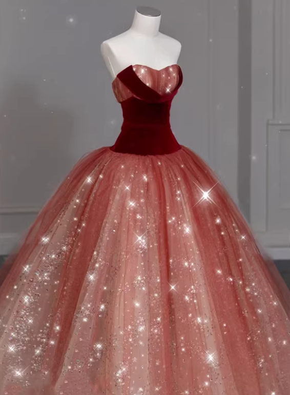 Glänzendes Ballkleid mit herzförmigem Pailletten-Meerjungfrauen-Abendkleid, Galakleid, Geburtstagspartykleid, D3415