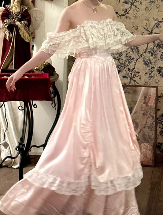 Beauty Prom Dress Off Shoulder Lace Pleated Gala Dress Formal Dress Evening Dress D4570