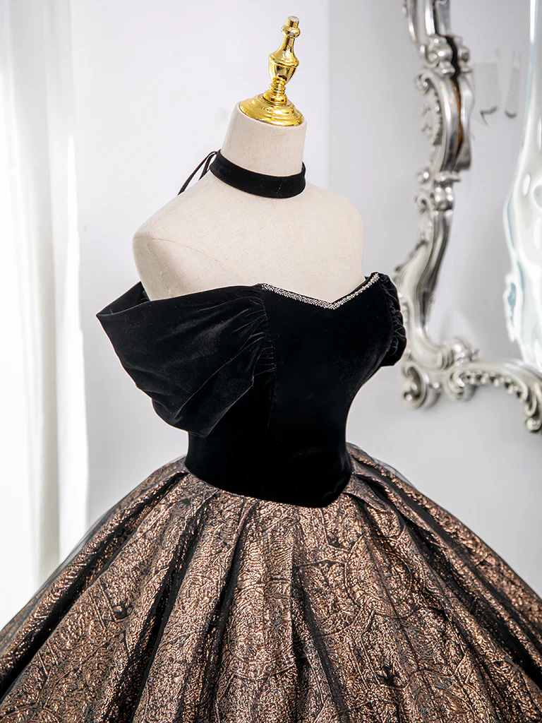 A-Line Sweetheart Neck Tulle Satin Black Long Prom Dress, Black Long Evening Dress MD7261