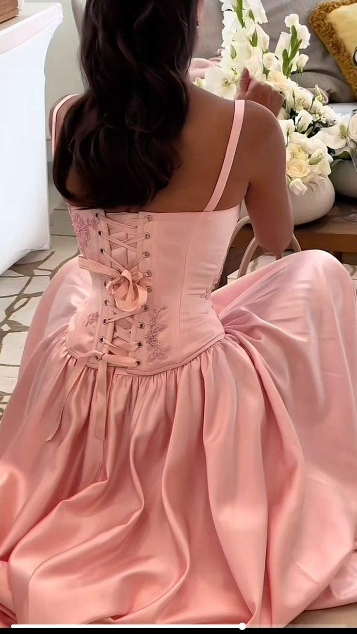 Robe de soirée trapèze en satin rose à bretelles, magnifique robe de demoiselle d'honneur MD7639