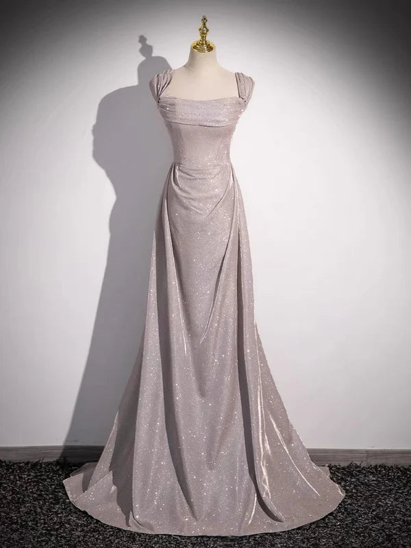 Robe de bal longue et brillante, épaules dénudées, coupe trapèze, robe de soirée formelle, MD7675
