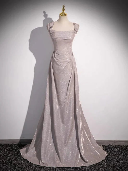 Robe de bal longue et brillante, épaules dénudées, coupe trapèze, robe de soirée formelle, MD7675