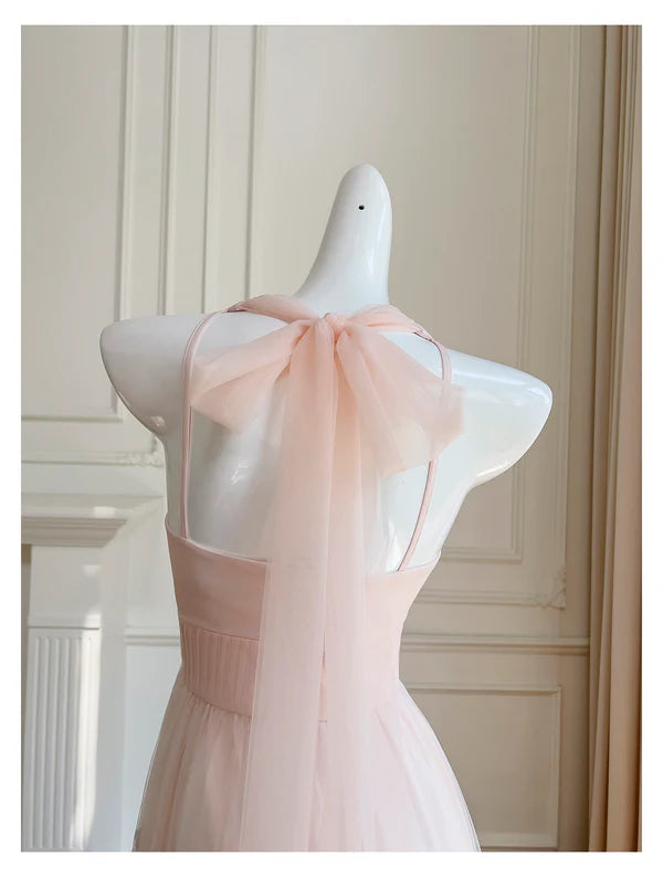Pink Halter A-Line Appliques Lovely Party Dress Birthday Outfits MD7687