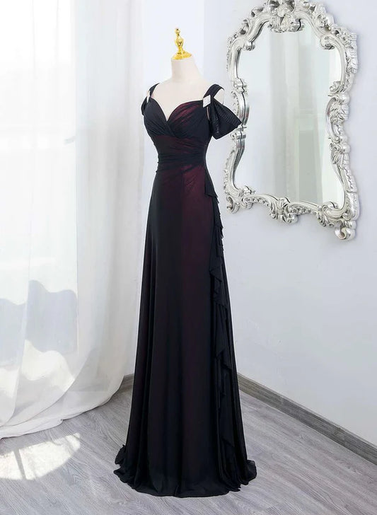 Robe de bal longue style trapèze à épaules dénudées et volants style vintage MD7713