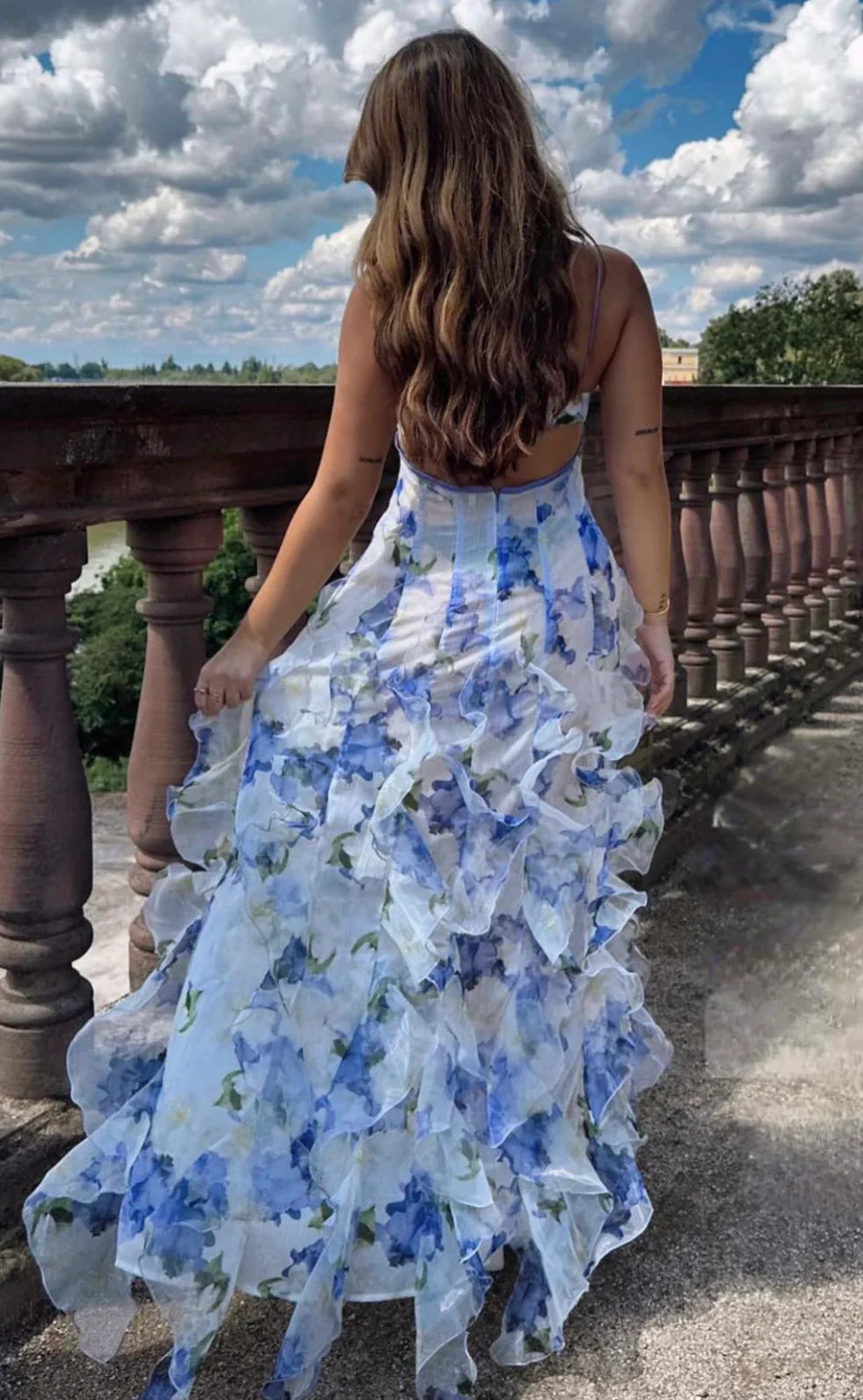 Blue Charming A-Line Spaghetti Strap Prom Dresses Party Dresses MD7724