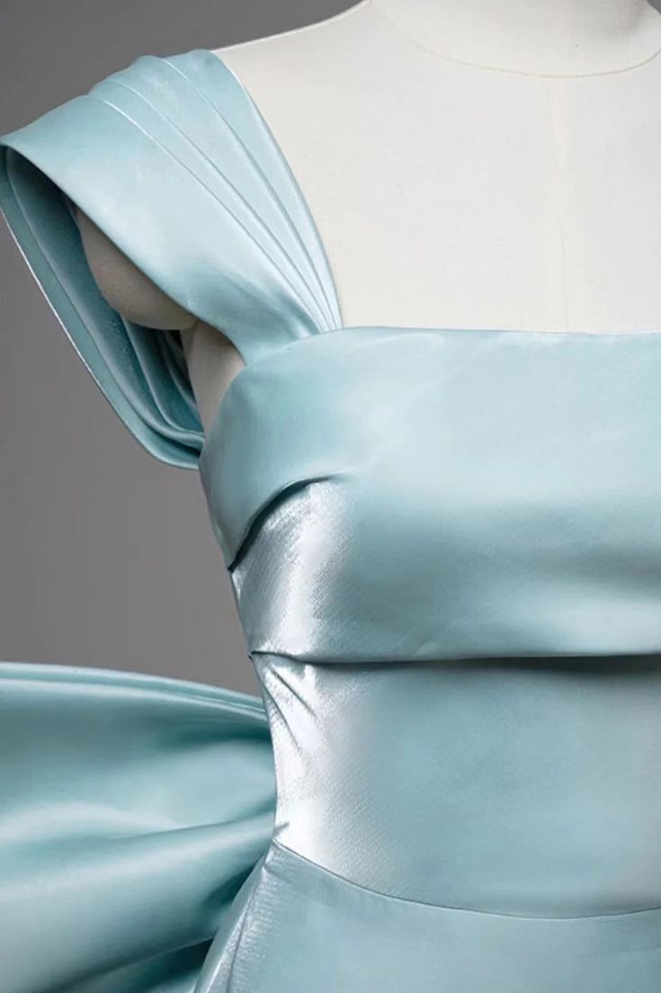 Robe de soirée longue sirène bleu clair à bretelles MD7786