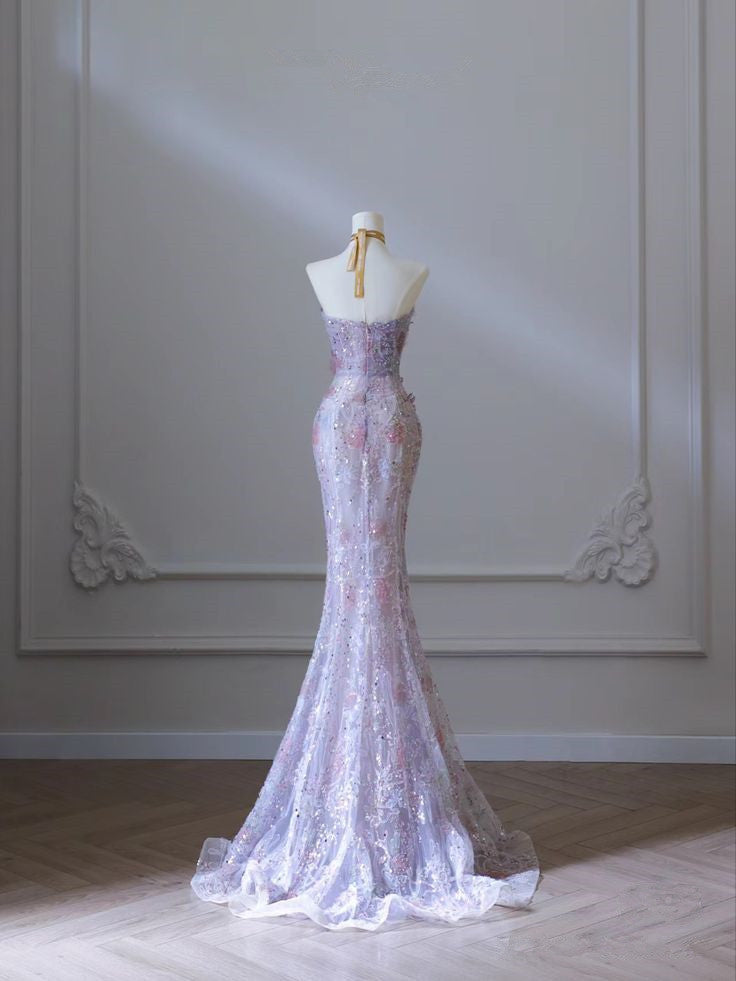 Robe de soirée longue élégante en dentelle style sirène, MD7914