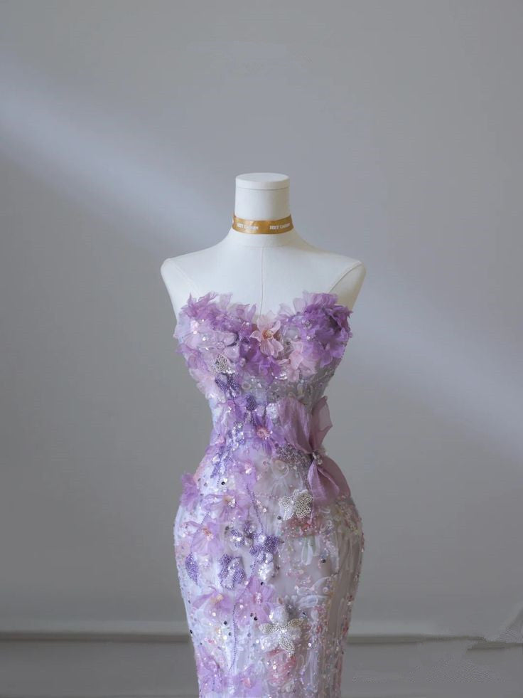Robe de soirée longue élégante en dentelle style sirène, MD7914