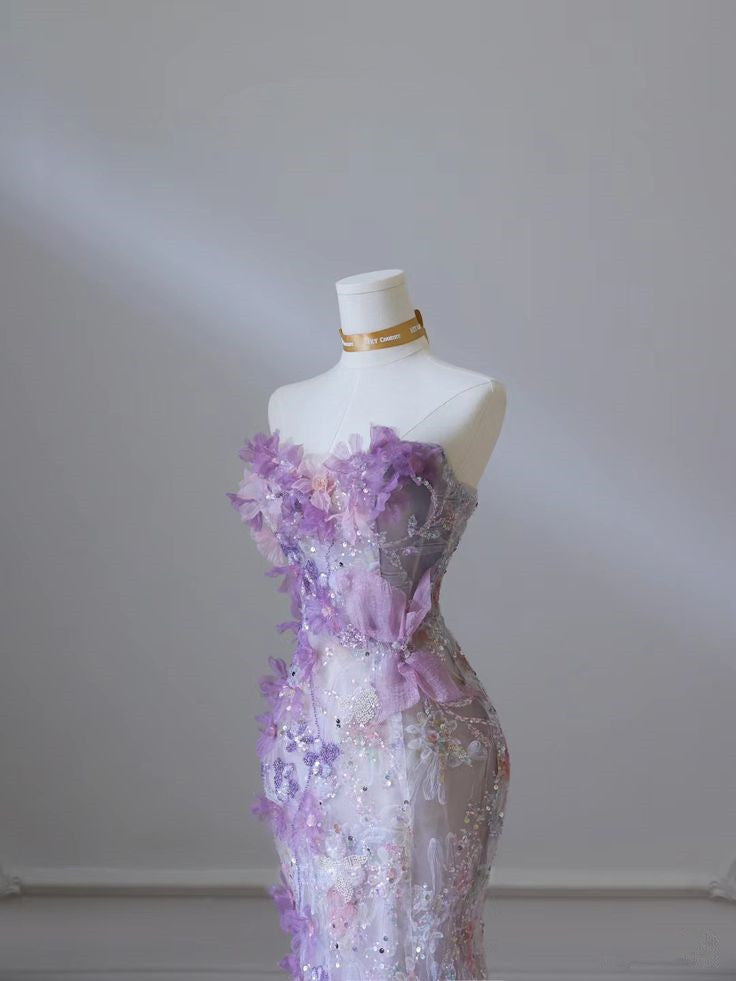 Robe de soirée longue élégante en dentelle style sirène, MD7914