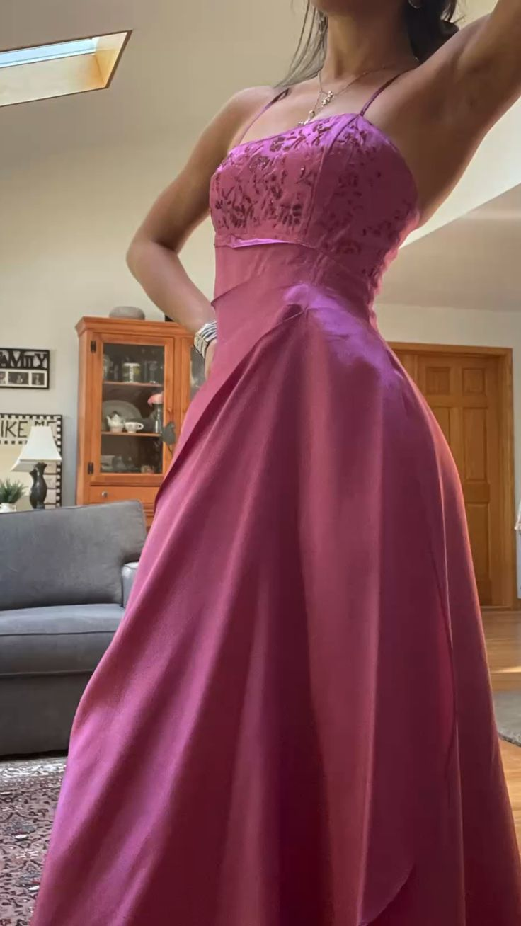 Fuchsia Träger A-Linie Vintage Partykleid Geburtstagsoutfits, MD7947