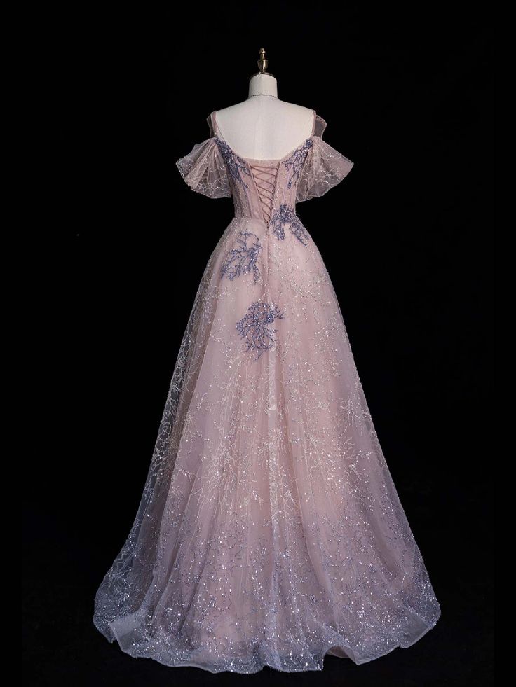 Robe de bal longue rose à bretelles et épaules dénudées, coupe trapèze, MD7952