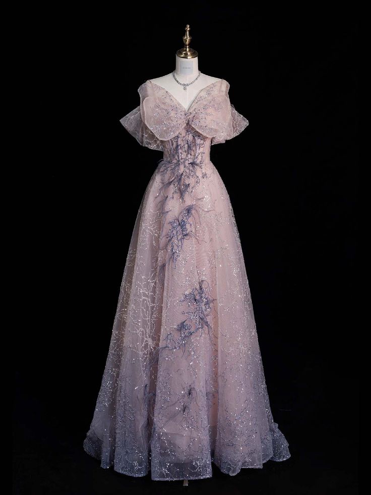 Robe de bal longue rose à bretelles et épaules dénudées, coupe trapèze, MD7952