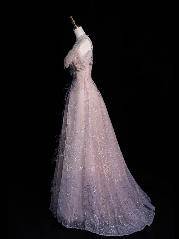 Robe de bal longue rose à bretelles et épaules dénudées, coupe trapèze, MD7952