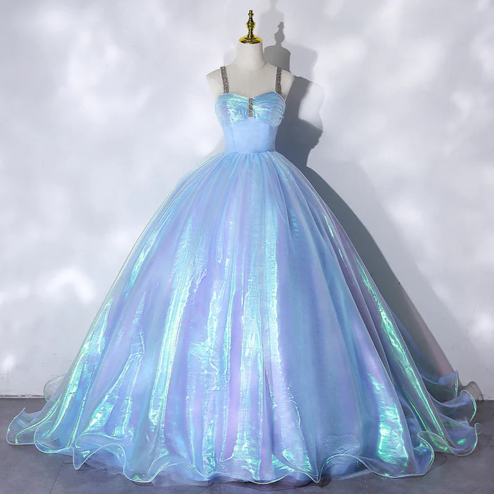 Fairy Spaghetti Strap Sweet 16 Birthday Party Gown Sparkly Formal Prom Dress MD7558