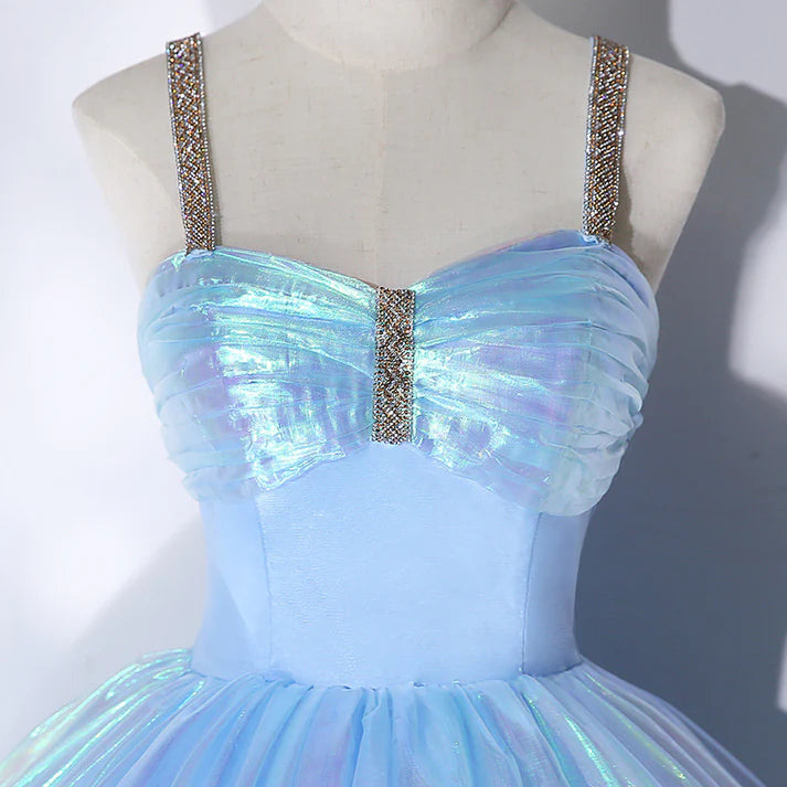 Fairy Spaghetti Strap Sweet 16 Birthday Party Gown Sparkly Formal Prom Dress MD7558