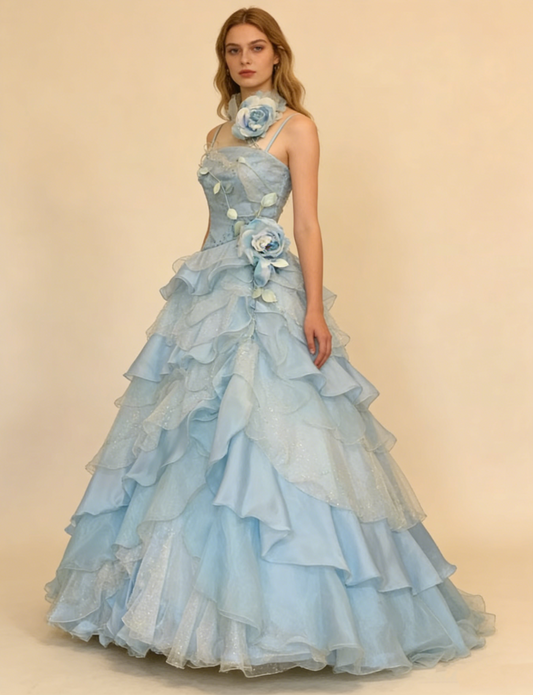 New Arrival Prom Dress Spaghetti Straps Ruffle Tired Ball Gown Evening Gown Quinceanera Dress D3650