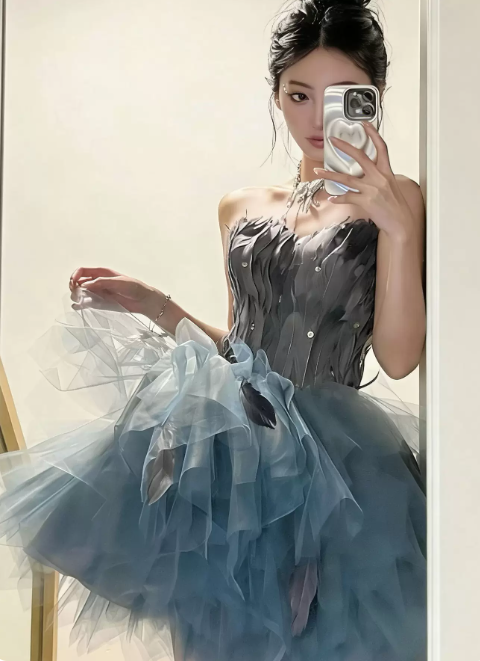 Pretty Homecoming Dress Sweetheart Tulle Beaded Draped Short Prom Dress Back to School Outfits Party Dress D6076