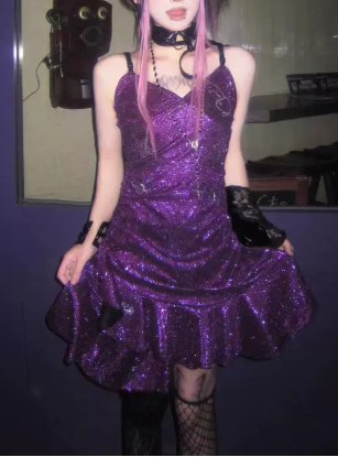 Fashionable Homecoming Dress Spaghetti Straps Sequines Prom Dress Back to School Outfits Party Dress D6115