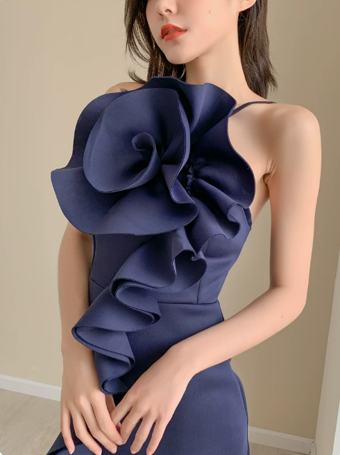 Elegant Homecoming Dress Asymmetic Flowers Prom Dress Back to School Outfits Party Dress D6160