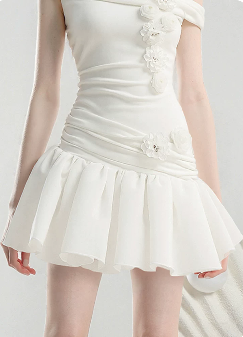 Elegant Homecoming Dress One Shoulder Flower Tulle Prom Dress Back to School Outfits Party Dress D6243