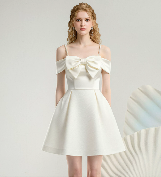 New Homecoming Dress Spqghetti Strap Bowknot Prom Dress Back to School Outfits Party Dress D6247