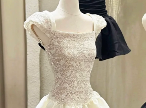 Elegant Homecoming Dress Square Lace Prom Dress Back to School Outfits Party Dress D6268