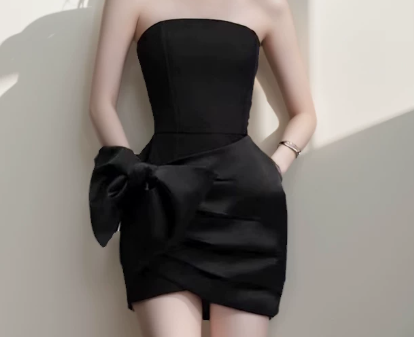 New Homecoming Dress Strapless Bowknot Prom Dress Back to School Outfits Party Dress D6273