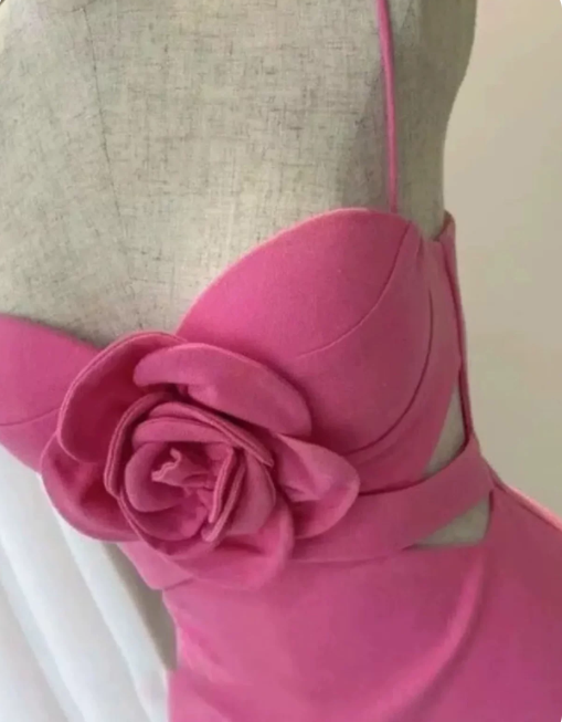 New Homecoming Dress Spaghetti Strap Flower Prom Dress Back to School Outfits Party Dress D6274