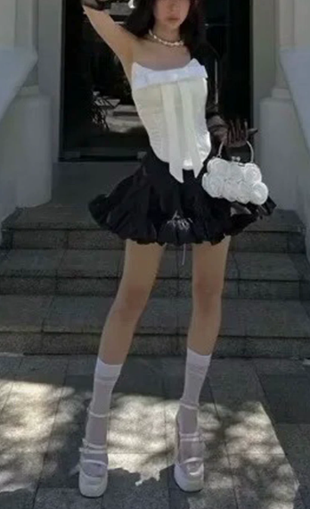 New Homecoming Dress Strapless Bowknot Prom Dress Back to School Outfits Party Dress D6292
