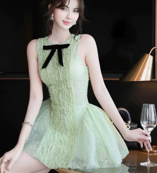 New Homecoming Dress Jewel Bowknot Lace Prom Dress Back to School Outfits Party Dress D6294