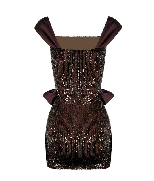 Charming Homecoming Dress Square Sequins Bowknot Dress Back to School Outfits Party Dress D6362