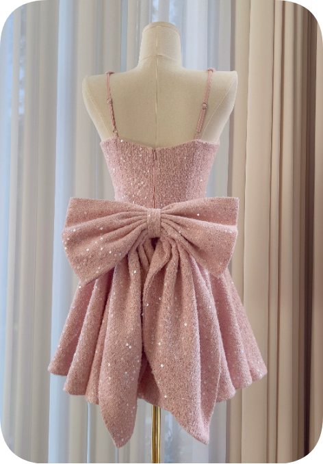 Sweet Homecoming Dress Square Bowknot Dress Back to School Outfits Party Dress D6364