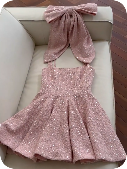 Sweet Homecoming Dress Square Bowknot Dress Back to School Outfits Party Dress D6364
