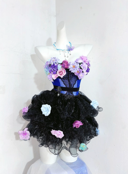 Pretty Homecoming Dress Strapless Flower Cascade Back to School Outfits Party Dress D6442