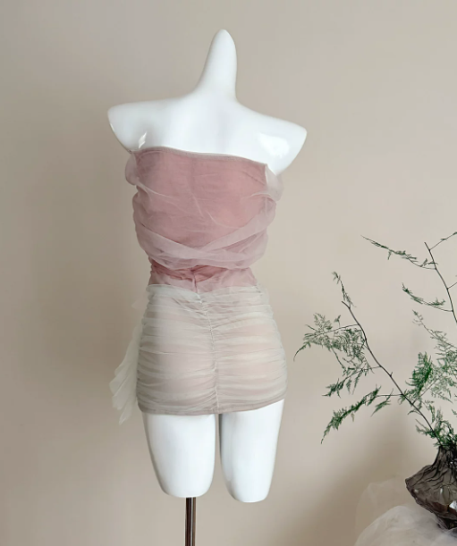 Sweet Homecoming Dress Strapless Tulle Back to School Outfits Party Dress D6443