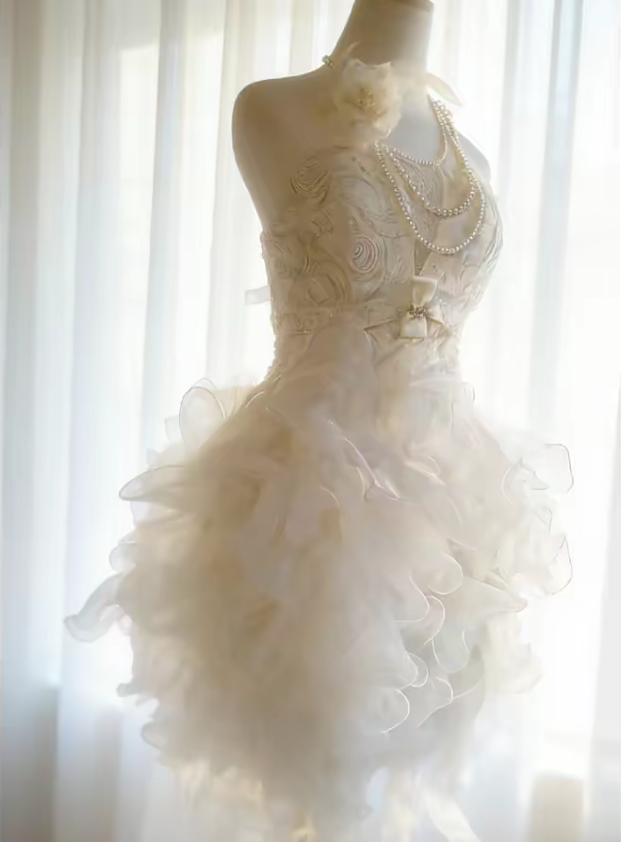 Stunning Homecoming Dress Strapless Tulle Cascade Dress Back to School Outfits Party Dress D6440