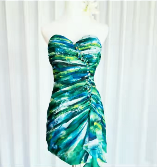 Stunning Homecoming Dress Sweetheart Rinestone Pleated Back to School Outfits Party Dress D6448