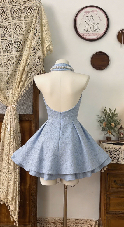 Stunning Homecoming Dress High Collar Backless Back to School Outfits Party Dress D6498