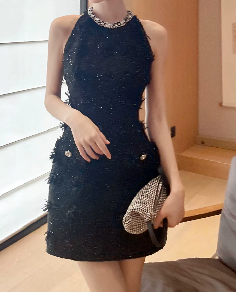 Elegant Homecoming Dress Jewel Rinestone Back to School Outfits Party Dress D6521