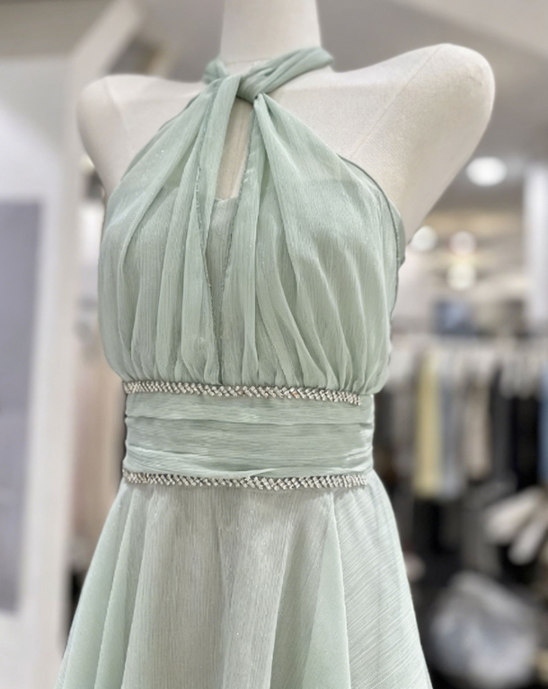 Elegant Homecoming Dress Halter Pleated Back to School Outfits Party Dress D6561