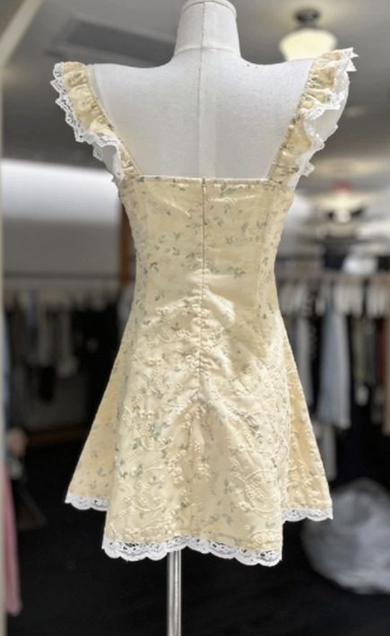Cute Homecoming Dress Square Lace Back to School Outfits Party Dress D6567