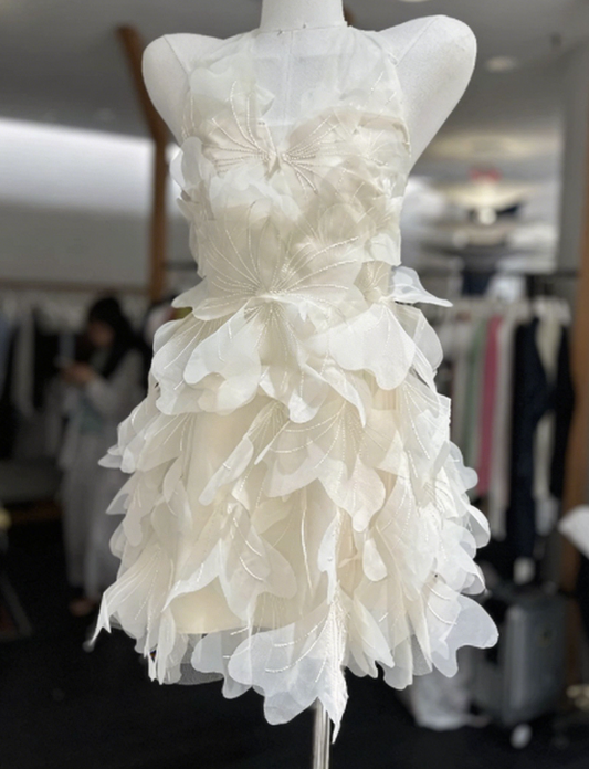 Beauty Homecoming Dress Spaghetti Strap Flower Back to School Outfits Party Dress D6569
