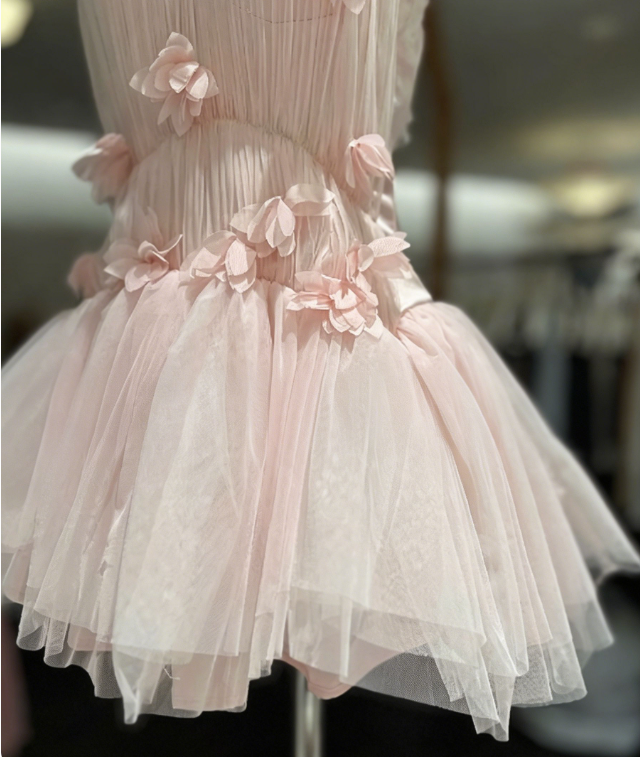 Beauty Homecoming Dress Spaghetti Strap Flower Tulle Back to School Outfits Party Dress D6570