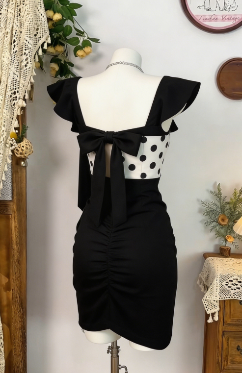 Charming Homecoming Dress Square Bowknot Pleated Back to School Outfits Party Dress D6584