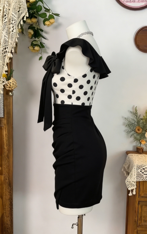 Charming Homecoming Dress Square Bowknot Pleated Back to School Outfits Party Dress D6584