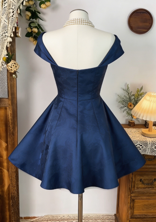 Charming Homecoming Dress Bardot Pleated Back to School Outfits Party Dress D6596