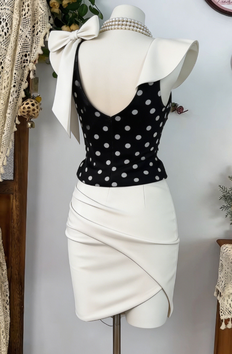 Pretty Homecoming Dress Jewel Bowknot Pleated Back to School Outfits Party Dress D6608